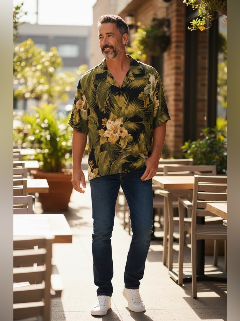 Tommy Bahama‎ silk green tropical print button down short sleeves shirt Sz XL